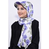 Nowa Scarf Şapkalı Desenli Şal Leylak
