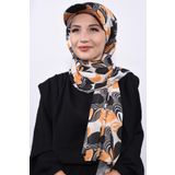 Nowa Scarf Şapkalı Desenli Şal Turuncu