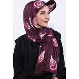 Nowa Scarf Şapkalı Desenli Şal Vişne