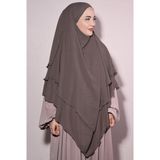 Nowa Scarf Sufle Hazır Peçeli Üç Katlı Şifon Şal Vizon