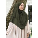 Nowa Scarf Sufle Khimar Orta Boy Tesettür Peçeli Şal Haki Yeşili