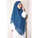 Nowa Scarf Sufle Khimar Peçeli Tesettür Şal Petrol Mavisi