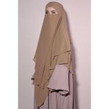 Nowa Scarf Sufle Khimar Peçeli Üç Katlı Şifon Şal Taba