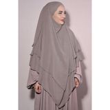 Nowa Scarf Sufle Khimar Tesettür Peçeli Şifon Şal Açık Vizon