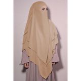 Nowa Scarf Sufle Khimar Tesettür Peçeli Şifon Şal Karamel