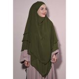 Nowa Scarf Sufle Khimar Tesettür Peçeli Şifon Şal Yağ Yeşili