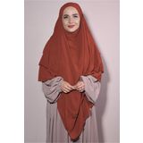 Nowa Scarf Sufle Khimar Tesettür Peçeli Üç Katlı Şifon Şal Kiremit