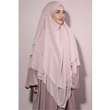Nowa Scarf Sufle Khimar Tesettür Peçeli Üç Katlı Şifon Şal Somon