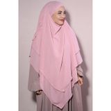 Nowa Scarf Tesettür Hazır Peçeli Üç Katlı Şifon Sufle Pudra Pembesi