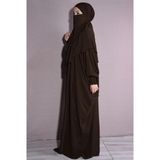 Nowa Scarf Tesettür Medine İpeği Elbise Sufle İkili Takım Acı Kahve