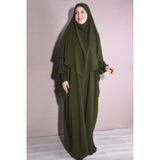Nowa Scarf Tesettür Şal Ve Elbise İkili Takım Haki Yeşili