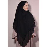 Nowa Scarf Tesettür Şifon Sufle Hazır Peçeli Siyah