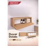 Nowella Home Tekli Kapaklı Duvar Dolabı 60 cm | Modern Ahşap Banyo & Mutfak Duvar Rafı | Kapaklı Organizer Dolap NWL-DWR-60-TK-SR