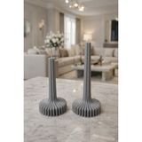 Nox Atelier Modern Spiral Tabanlı Uzun Şamdan Mum – 2’li Set - Açık Gri