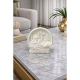Nox Atelier Ramazan Temalı Dekoratif Gold Detaylı Kabartma Soya Mum - Kandil Dini Özel Gün Müslüman Hediyelik - Beyaz