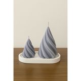 Nox Atelier Spiral Tasarım Doğal Soya Wax Dekoratif Mum 2’li Set (12 cm & 9 Cm) – Minimalist & Hediyelik - Gri