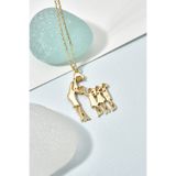 Nox Jewelry 14 Ayar Altın Kaplama Anne ve İki Kız Bir Erkek Çocuk Aile Aşk Gümüş Kolye - CN00446