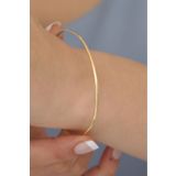 Nox Jewelry 14 Ayar Mikron Altın Kaplama Düz Parlak Ajda Gümüş Bilezik - BV00113
