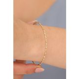 Nox Jewelry 925 Ayar Altın Mikron Kaplama Dövü Desenli Ajda Gümüş Bilezik - BV00106