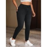 Noxter Kadın Büyük Beden Denim Pantolon Yüksek Bel Dar Paça %98 Pamuk Siyah - Gri - 48