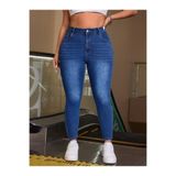 Noxter Kadın Denim Pantolon Büyük Beden Orta Mavi 46