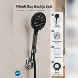 NOY 6 Modlu Filtreli Duş Başlığı Seti 5 Yedek Filtre 150 cm Hortum ve Tutucu 4 Parça - Siyah