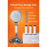 NOY Duş Başlığı Filtreli Duş Başlığı Seti Kireç Önleyici Arıtmalı Duş Filtresi + 3 Yedek Filtre
