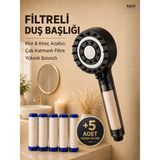 NOY Filtreli Duş Başlığı 5 Yedek Filtre ile | Su Arıtmalı, Klor ve Kireç Önleyici, Yüksek Basınçlı