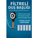 NOY Filtreli Duş Başlığı 5 Yedek Filtre | Su Arıtmalı, Klor Ve Kireç Önleyici, Yüksek Basınçlı