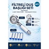 Noy Filtreli Duş Başlığı Seti Krom 5 Yedek Pp Filtre Kireç ve Klor Önleyici Yüksek Basınçlı Su Arıtmalı - Duş Başlığı + 5 Yedek Filtre + Duş Başlığı Tutucu