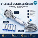 NOY Filtreli Duş Başlığı Seti - Krom Duş Hortumu -5 Yedek Filtre -Kireç ve Klor Önleyici Yüksek Basınçlı Su Arıtmalı - Duş Başlığı + 5 Yedek Filtre + 150 cm Duş Hortumu