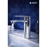 NOY Lavabo Bataryası – Krom Tek Kollu, Su Tasarruflu, Kartuşlu Banyo Musluğu | Modern ve Şık