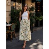 Noya Atelier Doğa Desenli Rahat Kesim Midi Etek - Çok Renkli