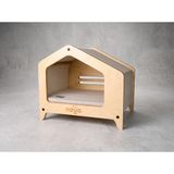 Noya House Kesit – Ahşap Kedi & Küçük Köpek Evi - Bej