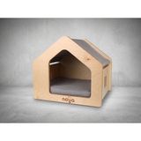 Noya House Sade – Minimal Ahşap Kedi & Köpek Evi - Gri