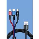 NOYİSKA Cep Telefonları Ile Uyumlu Micro Usb Iphone Type-c 3in1 Hızlı Şarj Kablosu 3lü Şarz Kablo
