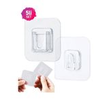 NOYİSKA Çift Taraflı Yapışkanlı Geçmeli Klips Eşya Sabitleme Askısı Şeffaf Duvar Kancası 5 Set Askı Klips