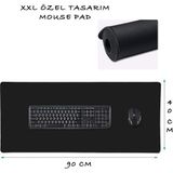 Noyiska Uzun Xxl Kaydırmaz Mousepad 90X40CM Uzun Klavye Fare Altlığı Gaming Oyuncu Mouse Pad - Siyah