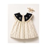 NoyNoy Baby KIZ BEBEK YAKASI İŞLEMELİ ELBİSE + TOKA
