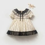 NoyNoy Baby Kız Çocuk Vintage Dantel Detaylı Elbise - 12 - 18 Ay - Krem