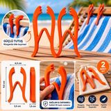 Nozzle Works Plaj Şezlong Havlu Klipsi – Güçlü Tutucu 2’li Set - Turuncu