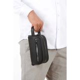 Np- 2213 Mini Erkek Vegan Deri Portföy Clutch Traş Kozmetik Bakım Ve Günlük El Çantası Siyah
