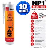 Np1 Arge Toptan High Tack Beyaz Güçlü Silikon Korniş Dış Cephe Montaj Yapıştırıcı 320 kg Suya Dayanıklı Tüp ile Hızlı Montaj 290 ml 10 Adet