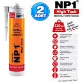 Np1 Arge Toptan High Tack Beyaz Güçlü Silikon Korniş Dış Cephe Montaj Yapıştırıcı 320 kg Suya Dayanıklı Tüp ile Hızlı Montaj 290 ml 2 Adet