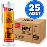 Np1 Arge Toptan High Tack Beyaz Güçlü Silikon Korniş Dış Cephe Montaj Yapıştırıcı 320 kg Suya Dayanıklı Tüp ile Hızlı Montaj 290 ml 25 Adet