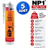 Np1 Arge Toptan High Tack Beyaz Güçlü Silikon Korniş Dış Cephe Montaj Yapıştırıcı 320 kg Suya Dayanıklı Tüp ile Hızlı Montaj 290 ml 5 Adet