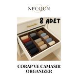 NPCQUN 8'li Çekmece ve Dolap içi Düzenleyici, Raf Düzenleyici, Katlanabilir Çorap ve Çamaşır Organizer Kutu