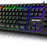 NPET K10V3PRO Oyun Klavyesi, RGB Arkadan Aydınlatmalı Tuşlar, Dökülmeye Dayanıklı, Özelleştirilebilir Tuşlar, Özel Çoklu Ortam Tuşları - Siyah