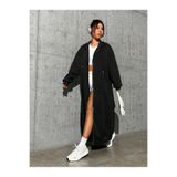 npLStore Kadın Oversize Kapüşonlu Cepli Uzun Fermuarlı Hırka / Tunik
