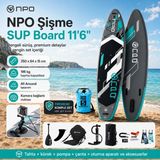 Npo Aqua Gray 350X84X15CM Şişme Military Sup Paddle Board 196KG Kürek Pompa Çanta Koltuklu Full Set - Gri